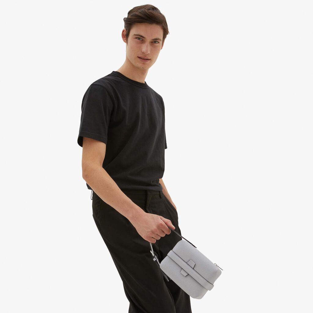 Valextra Borsa rigida a tracolla in Pelle Grigia | Valextra Tric Trac Consegna Veloce