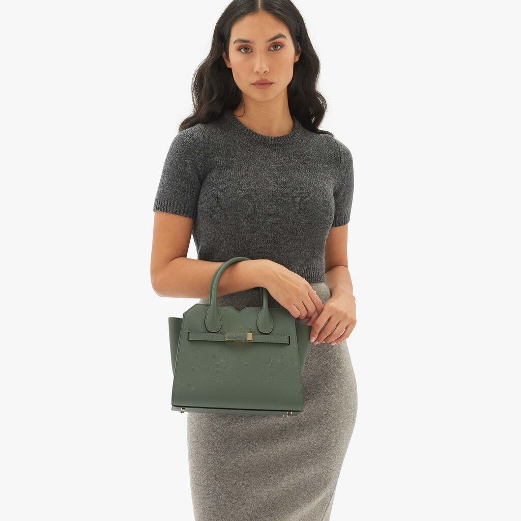 Valextra Borsa due manici da Donna in Pelle Verde di Lusso | Valextra Affare Del Giorno