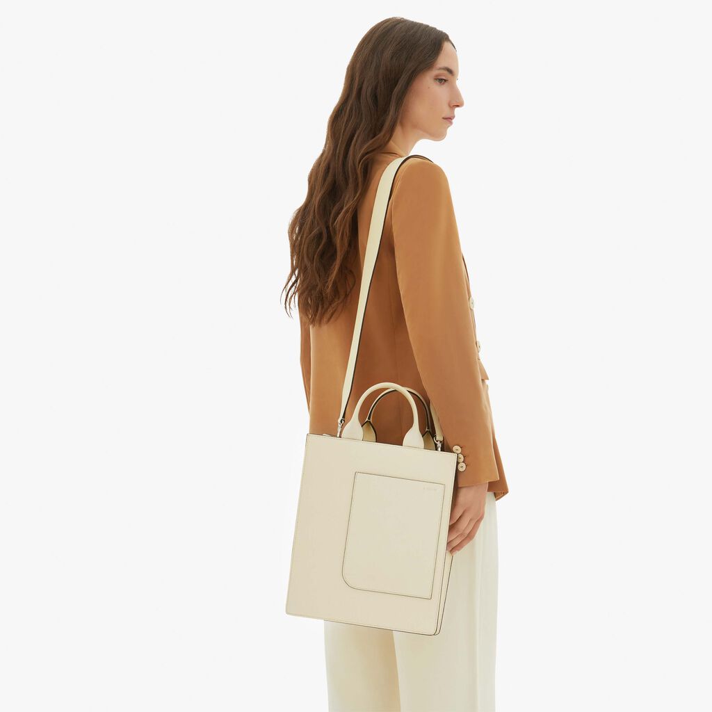 Valextra Tote bag Mini in Pelle Bianca | Valextra Boxy Presa