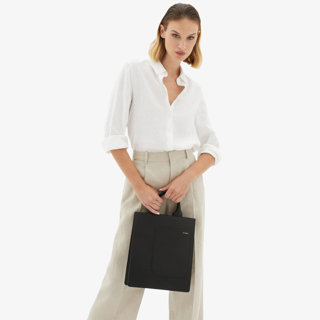 Valextra Borsa a mano da Donna di Lusso in Pelle Nera | Valextra Boxy Offerta