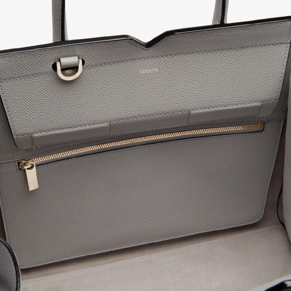 Valextra Borsa a due manici Donna di Lusso in Pelle Grigia chiara | Valextra Economico