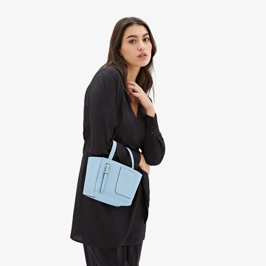 Valextra Borsa a secchiello da Donna in Pelle rigida Blu | Valextra Soft Outlet