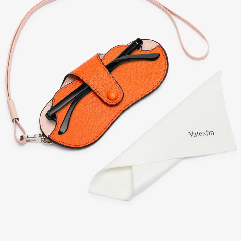 Valextra Custodia occhiali di Lusso in Pelle Arancione e Rosa | Valextra Saldi