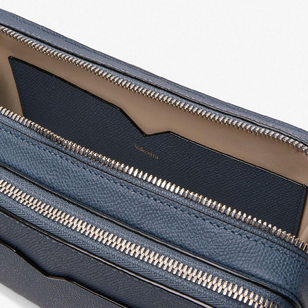 Valextra Borsa a tracolla da Uomo in Pelle Grigia | Valextra V-Line Vendita Economica