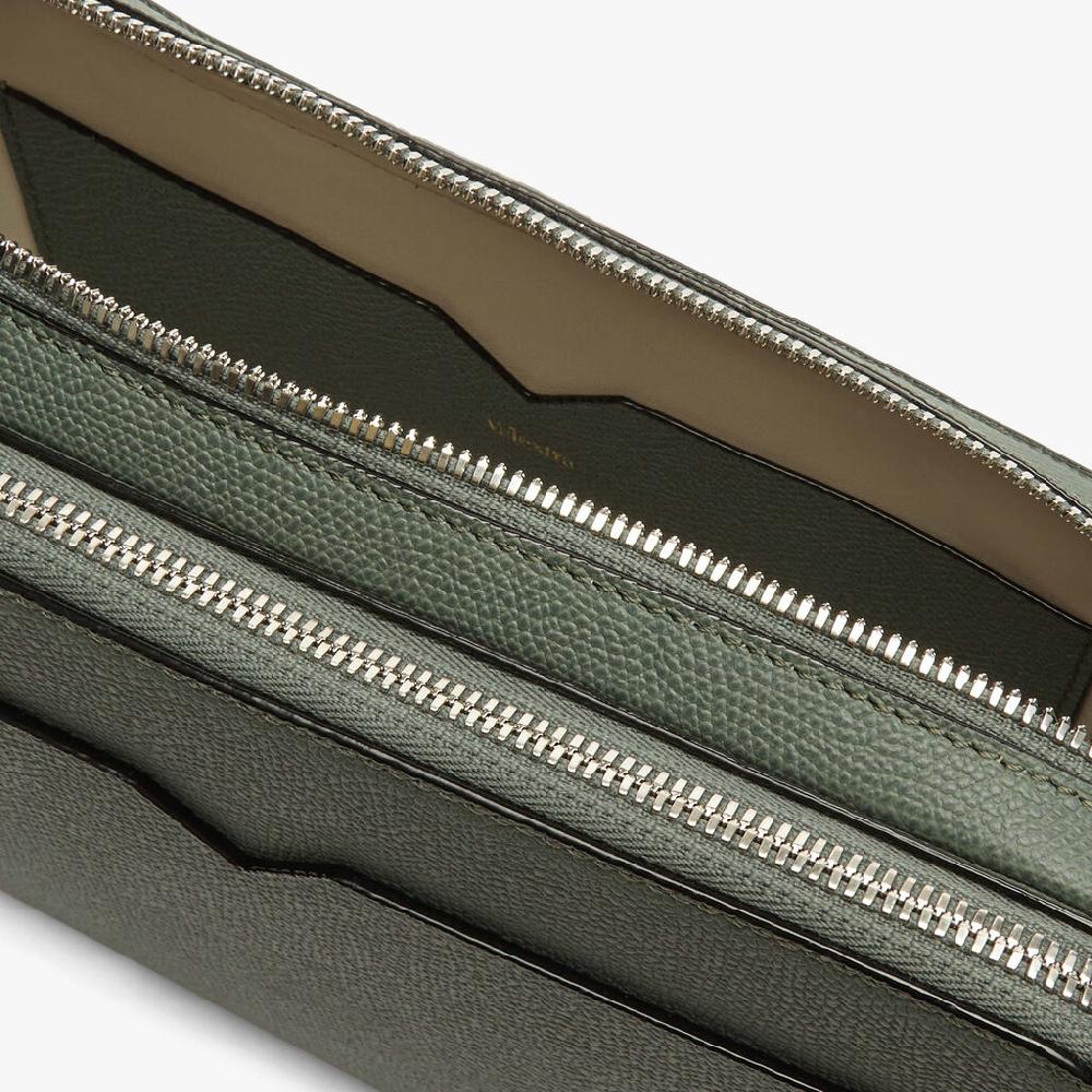 Valextra Bum bag da Uomo in Pelle Verde di Lusso | Valextra V-Line Saldi Di Fabbrica