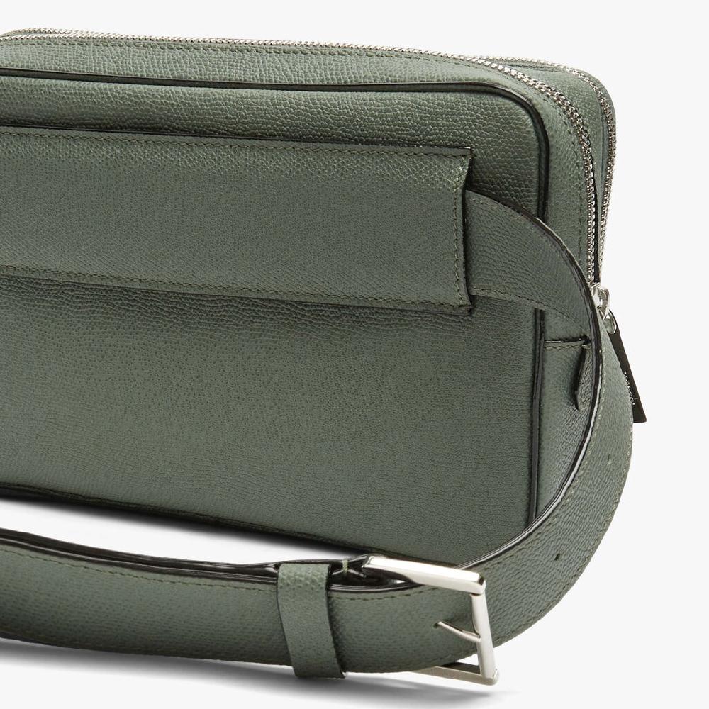 Valextra Bum bag da Uomo in Pelle Verde di Lusso | Valextra V-Line Saldi Di Fabbrica