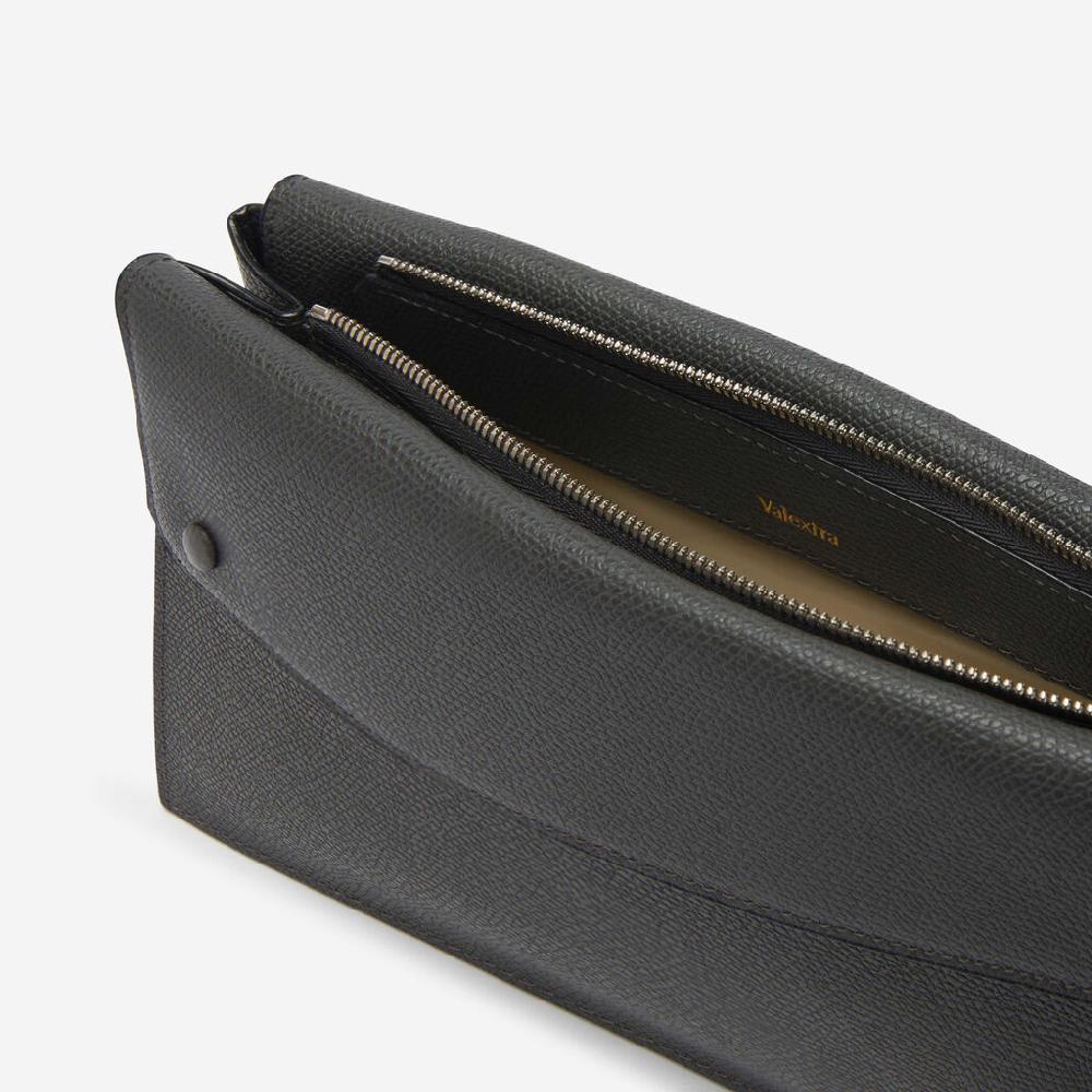 Valextra Borsa a tracolla da Uomo Mini in Pelle Grigia | Valextra Pocket Moda