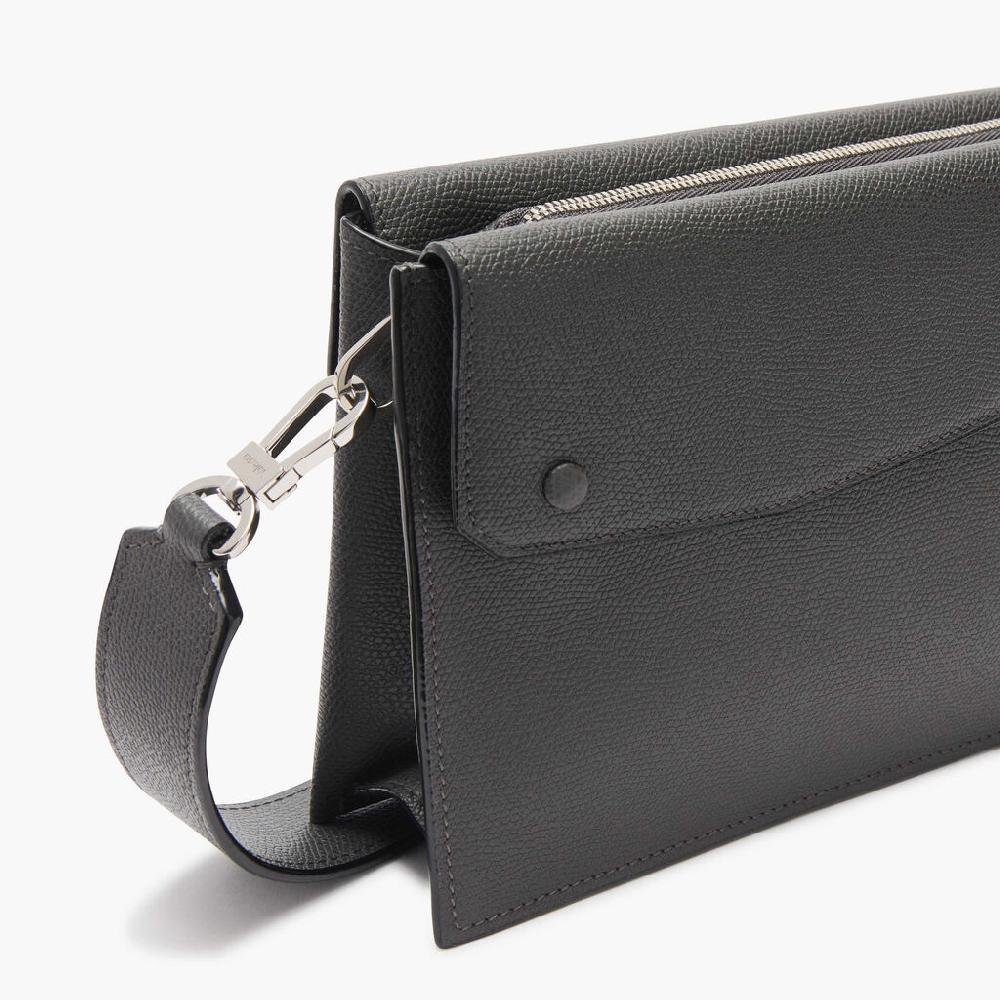 Valextra Borsa a tracolla da Uomo Mini in Pelle Grigia | Valextra Pocket Moda