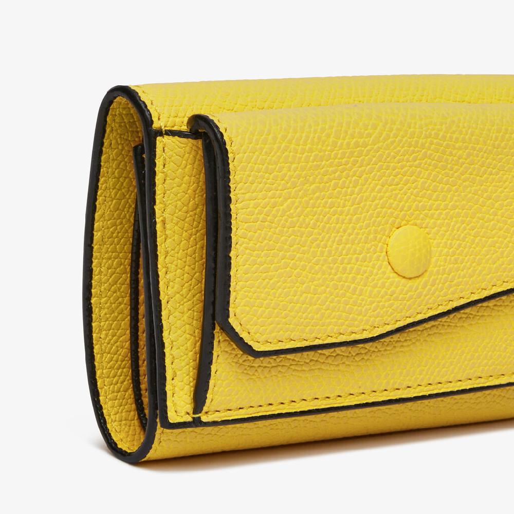 Valextra Portafoglio bifold in Pelle Gialla | Valextra Spedizione Gratuita