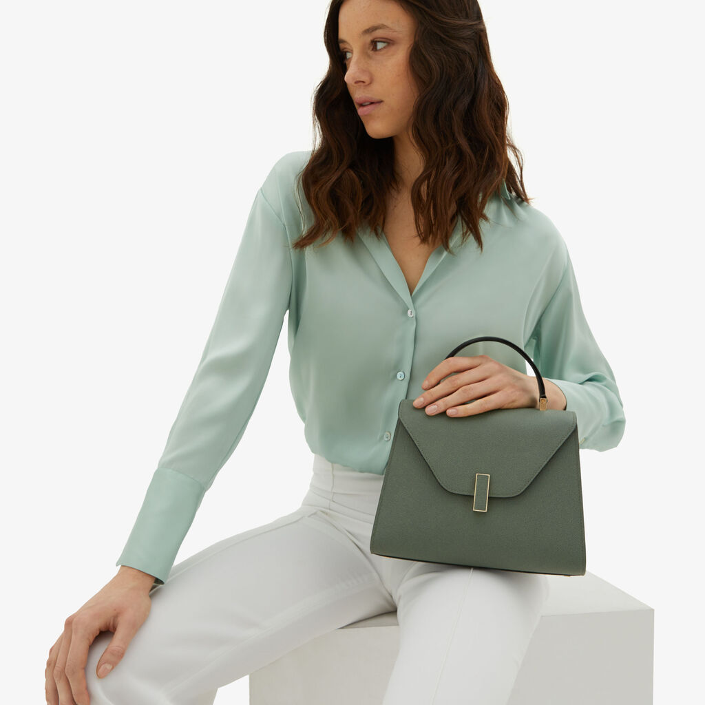 Valextra Borsa a mano da Donna in Pelle Verde di Lusso | Valextra Iside Consegna Veloce