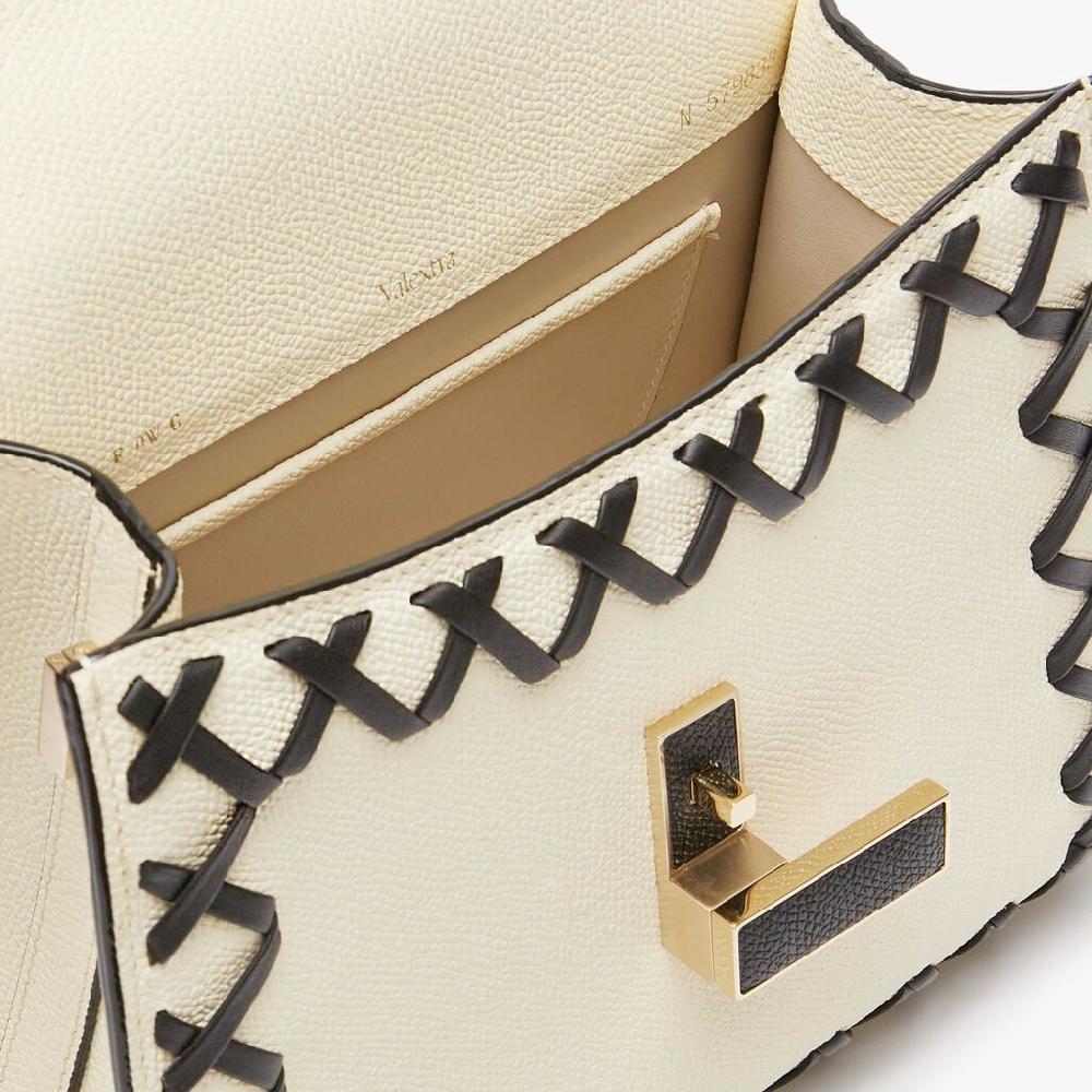 Valextra Borsa a mano Donna in Pelle Bianca con filo Nero | Valextra Iside Affare Del Giorno