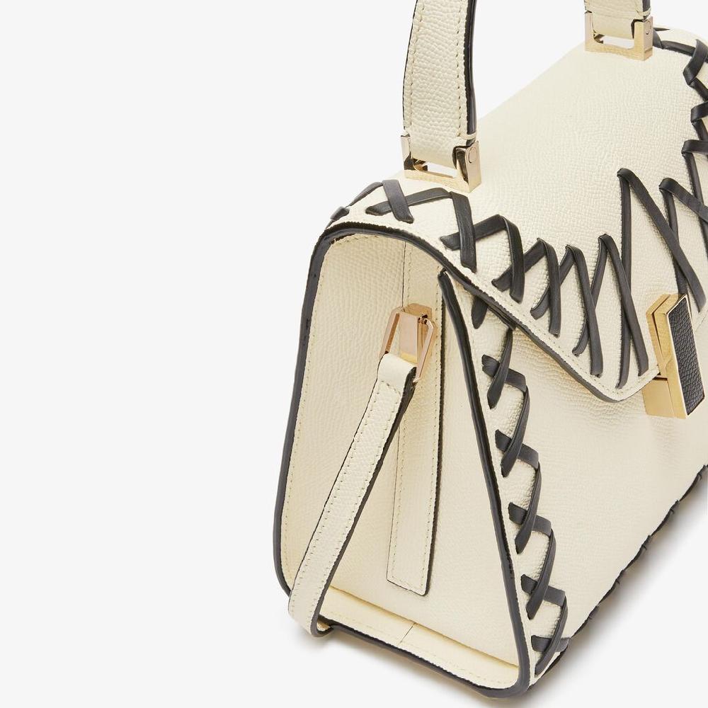 Valextra Borsa a mano Donna in Pelle Bianca con filo Nero | Valextra Iside Affare Del Giorno