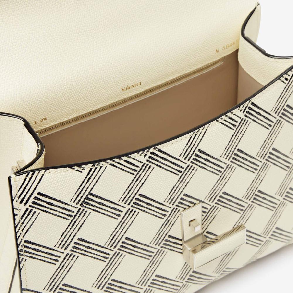 Valextra Borsa a mano Donna in Pelle Bianca e Nera | Valextra Iside Prezzo Ridotto