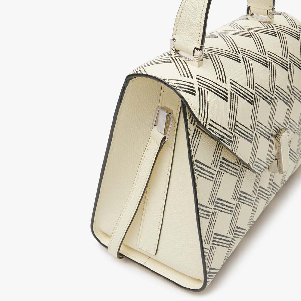 Valextra Borsa a mano Donna in Pelle Bianca e Nera | Valextra Iside Prezzo Ridotto