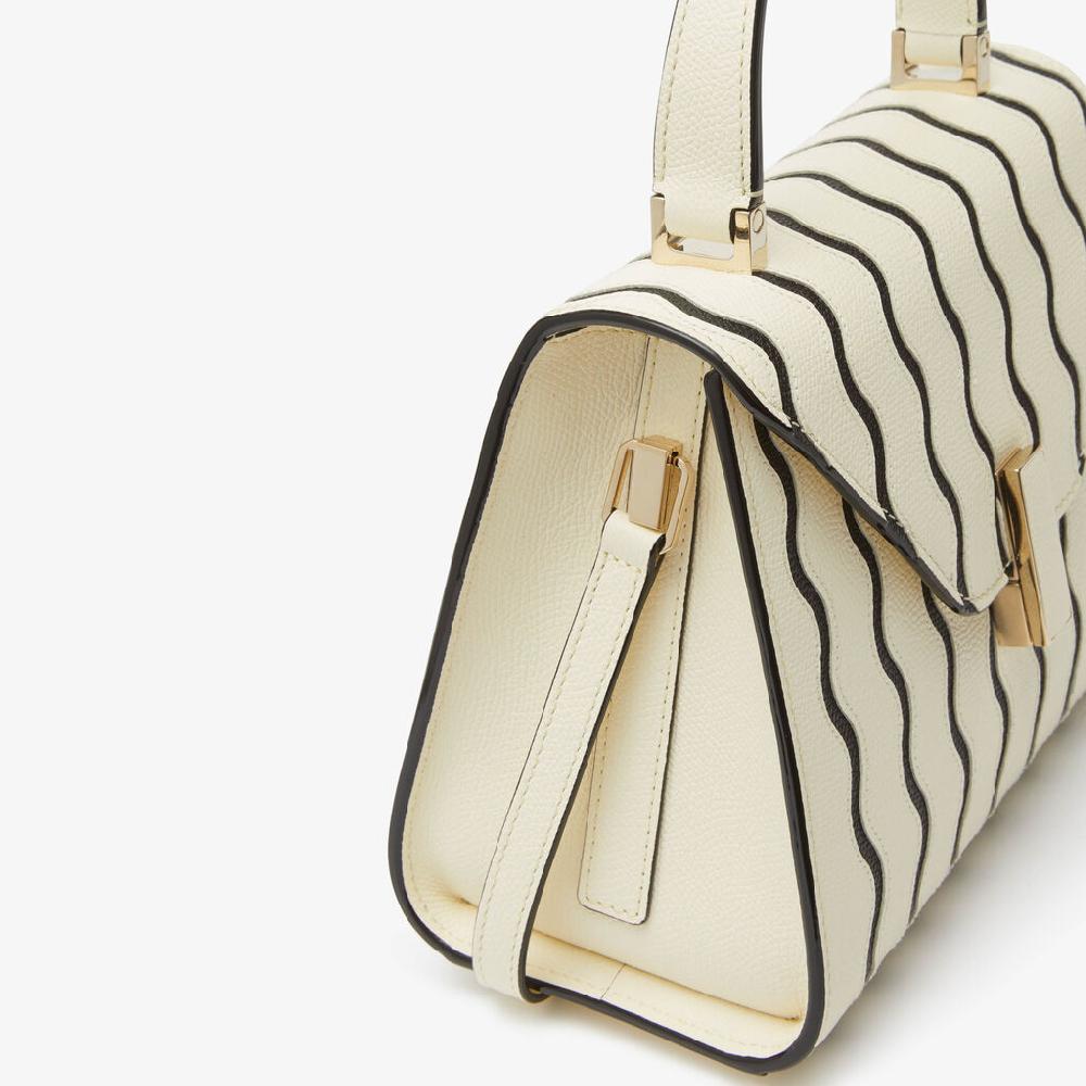 Valextra Borsa a mano Donna Mini in Pelle Bianca e Nera | Valextra Iside Sottocosto