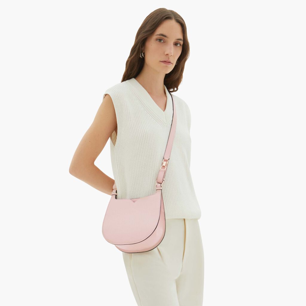 Valextra Borsa a spalla Mini in Pelle Rosa | Valextra Hobo Presa