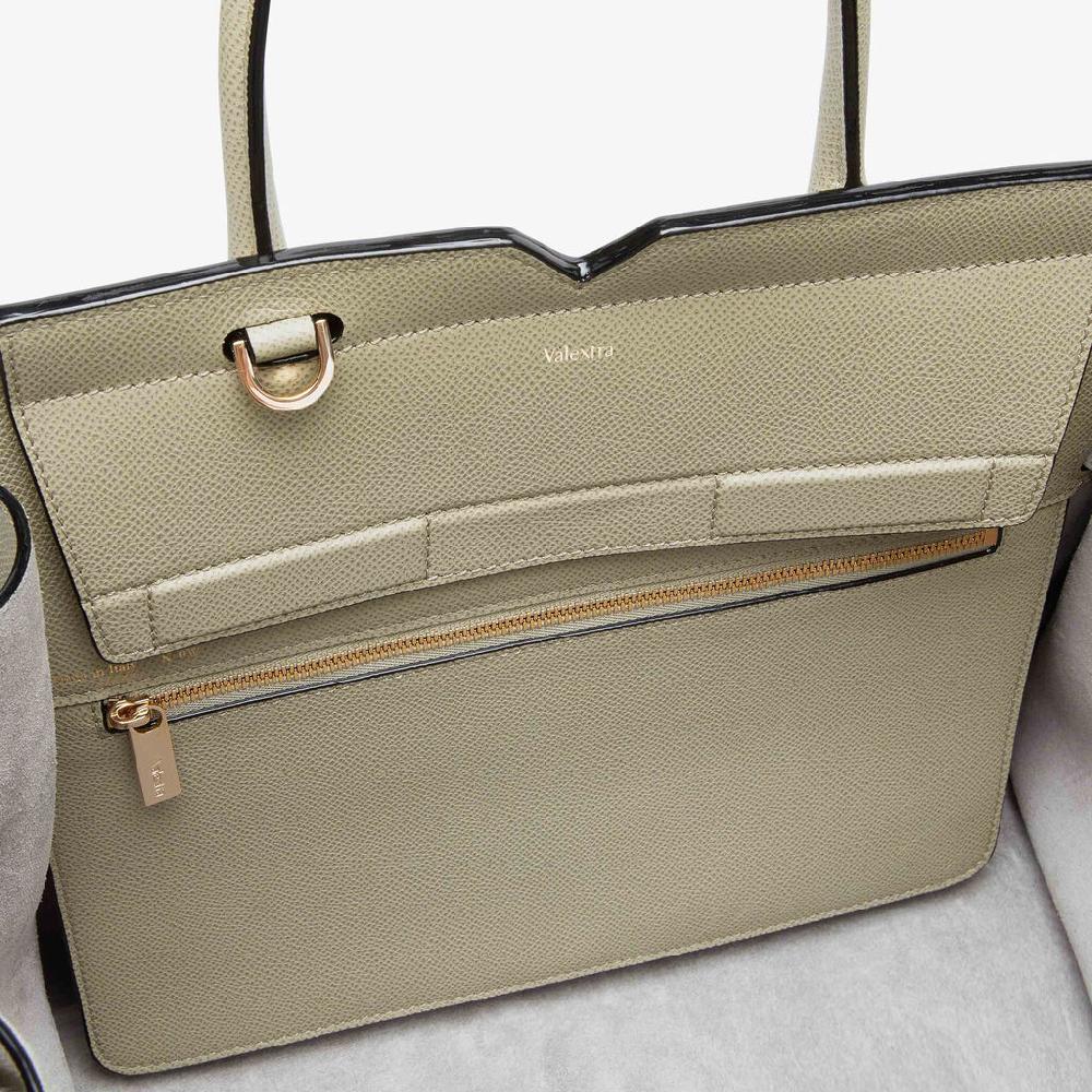 Valextra Borsa due manici Donna di Lusso in pelle Verde tundra | Valextra Sconto