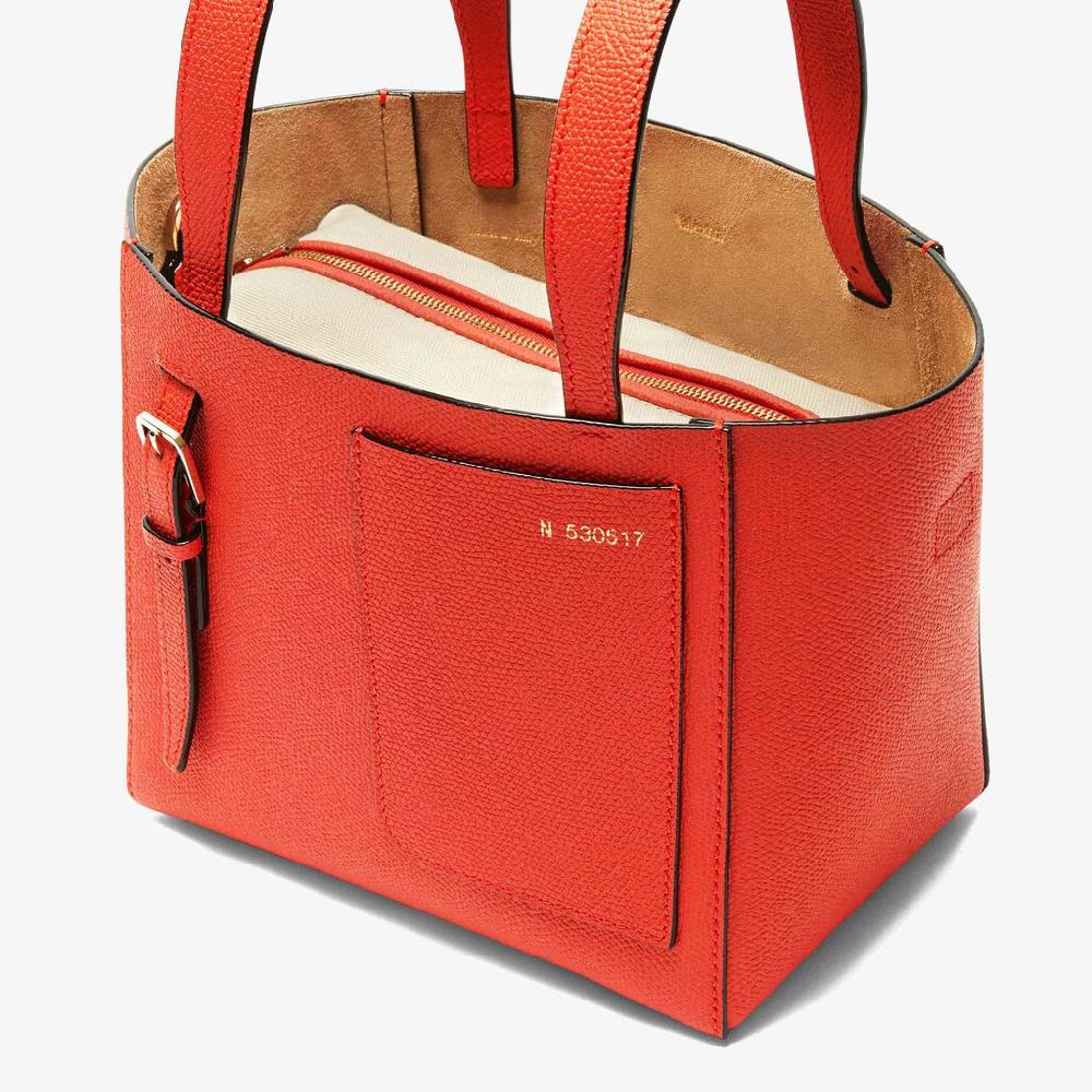 Valextra Borsa a secchiello in Pelle Rossa Papavero | Valextra Soft Economico