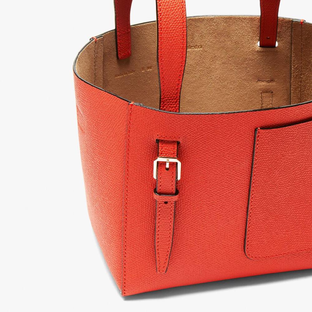 Valextra Borsa a secchiello in Pelle Rossa Papavero | Valextra Soft Economico