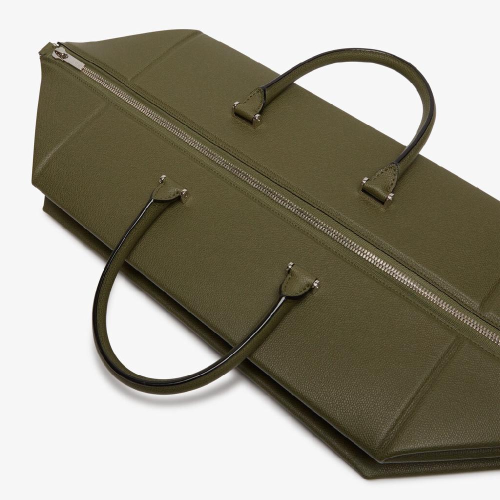 Valextra Borsa da viaggio spaziosa Verde Militare | Valextra Poliedrica Vendita Economica