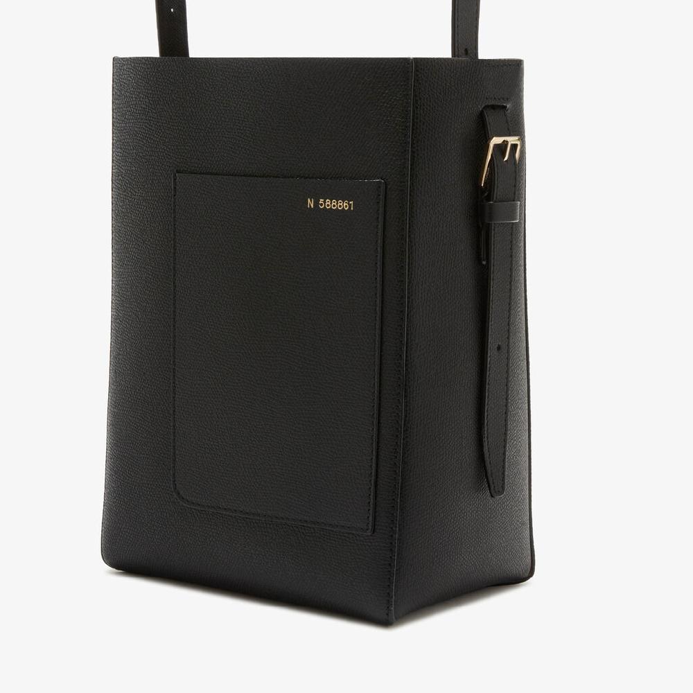 Valextra Borsa a secchiello da Donna di Lusso in Pelle Nera | Valextra Soft Saldi Di Fabbrica