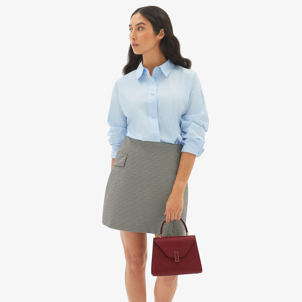 Valextra Borsa a mano Mini in Pelle Bordeaux | Valextra Iside Moda