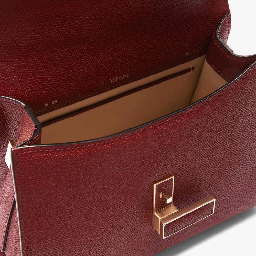 Valextra Borsa a mano Mini in Pelle Bordeaux | Valextra Iside Moda