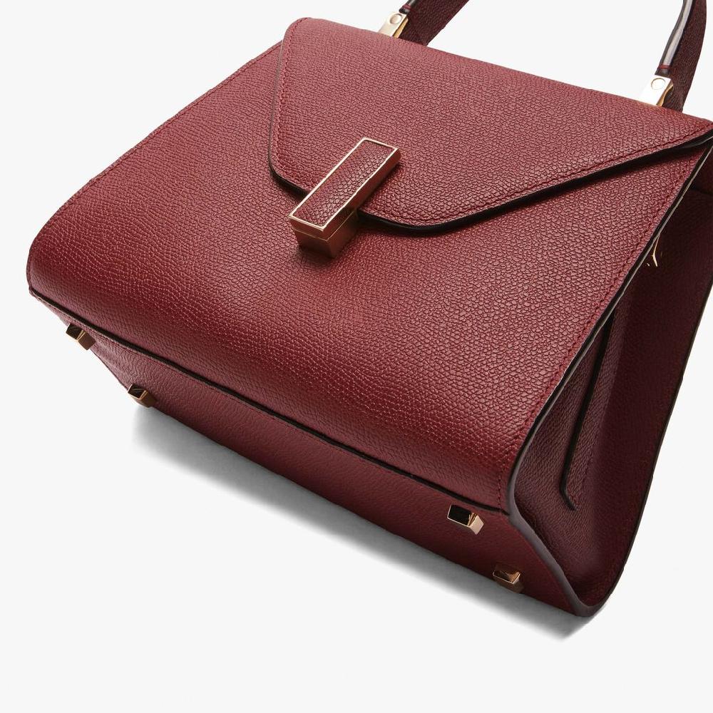 Valextra Borsa a mano Mini in Pelle Bordeaux | Valextra Iside Moda