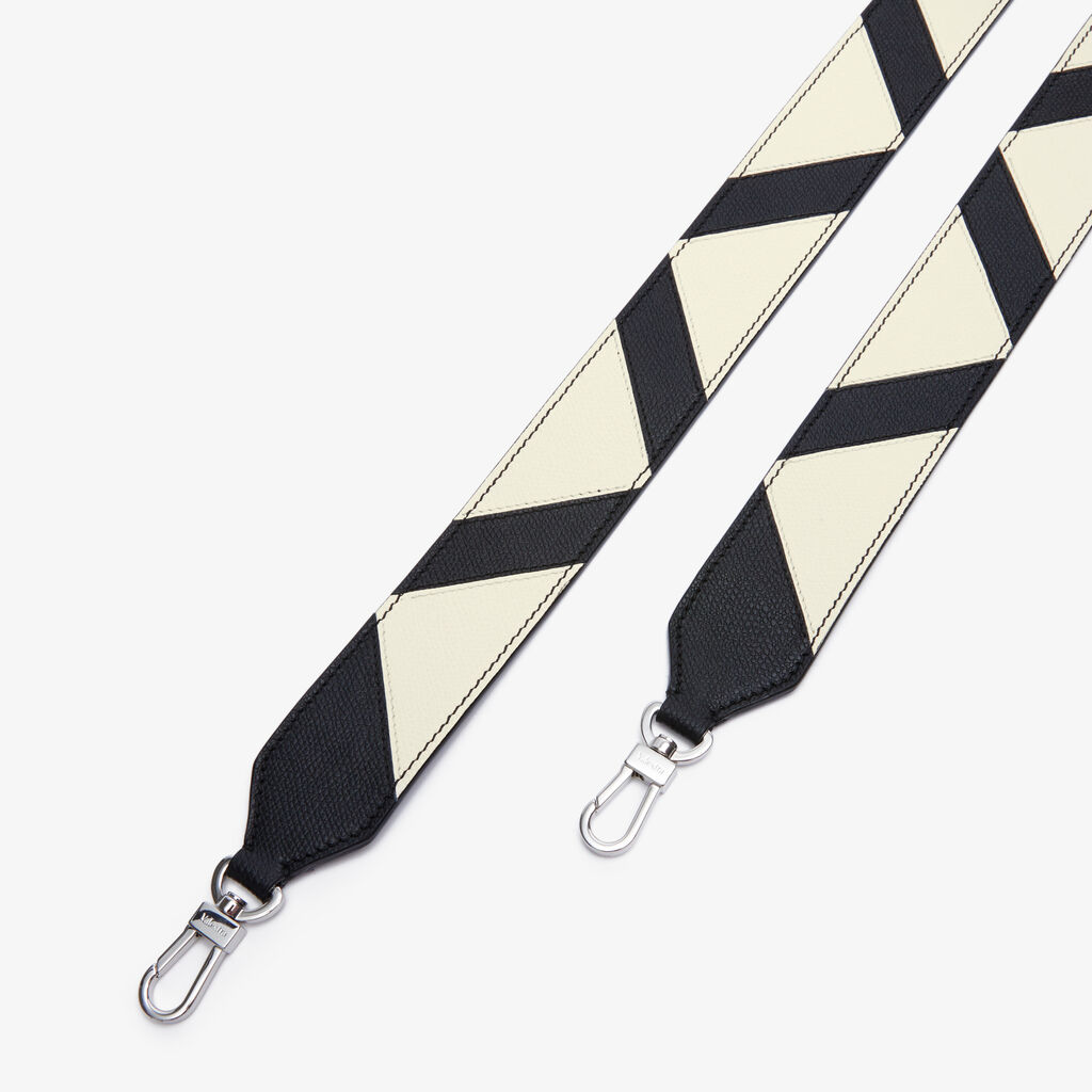 Valextra Tracolla Intarsia in Pelle Bianca e Nera | Valextra Promozione