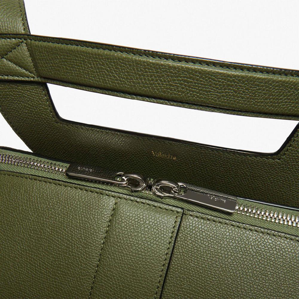 Valextra Valextra V-Line: Zaino elegante da lavoro in Pelle Verde Militare Fino Al -60%