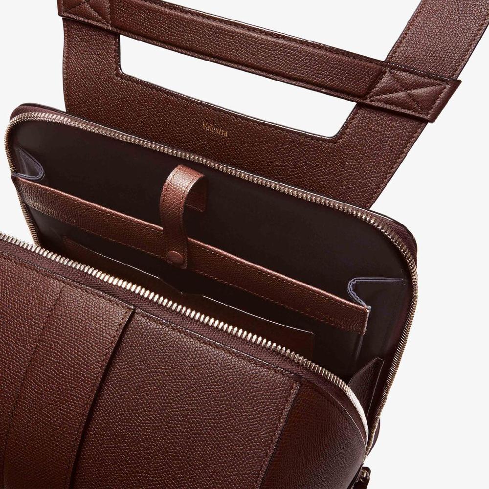 Valextra Zaino comodo ed ergonomico in Pelle Marrone | Valextra V-Line Shopping Online