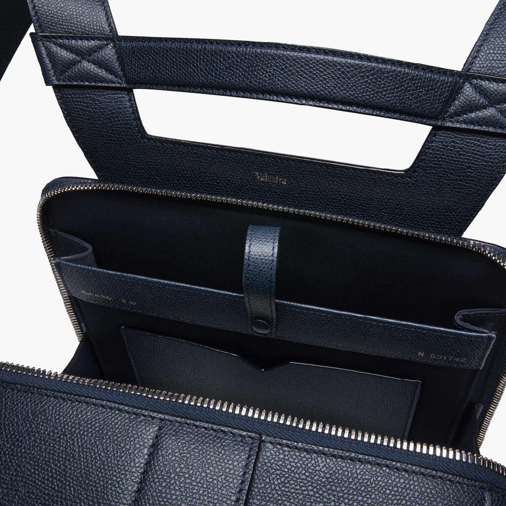Valextra Zaino porta PC e tablet in Pelle Blu | Valextra V-Line Affare Del Giorno