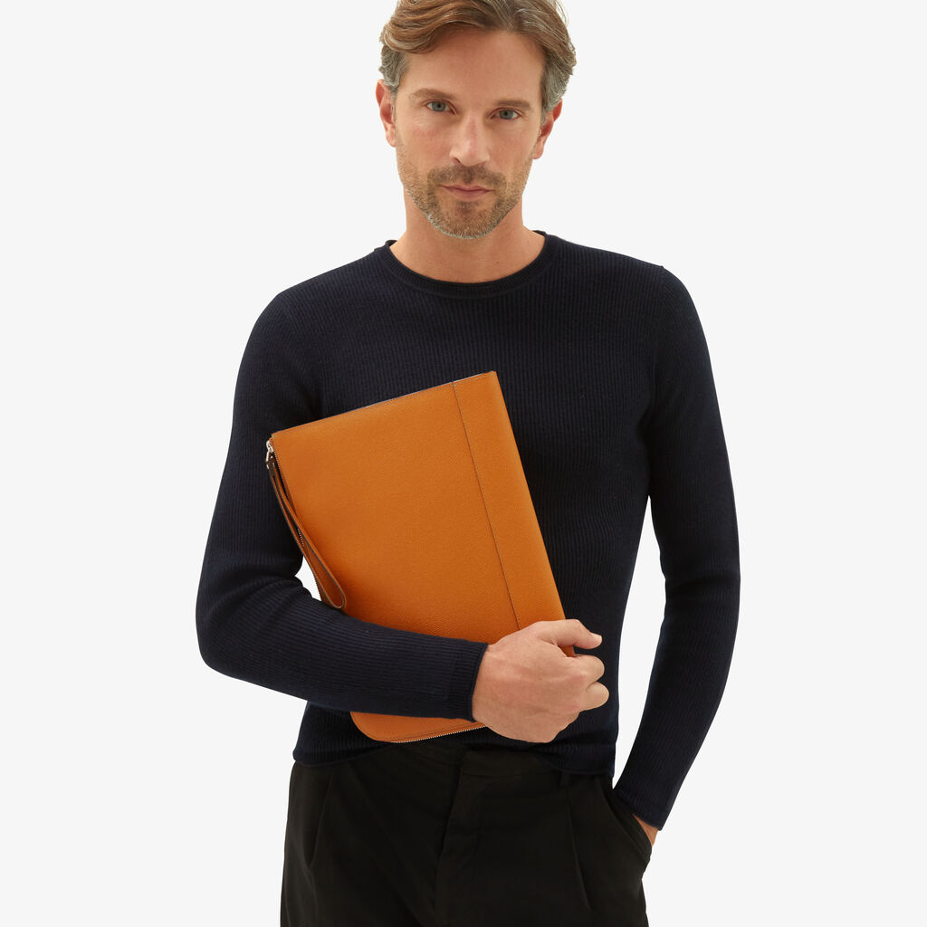 Valextra Portfolio porta pc da Uomo in Pelle Marrone | Valextra My Logo Offerta Giorno del Papà