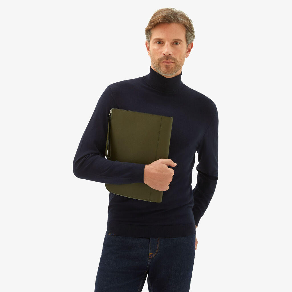 Valextra Portfolio da Uomo in Pelle Verde Militare | Valextra My Logo Convenienza
