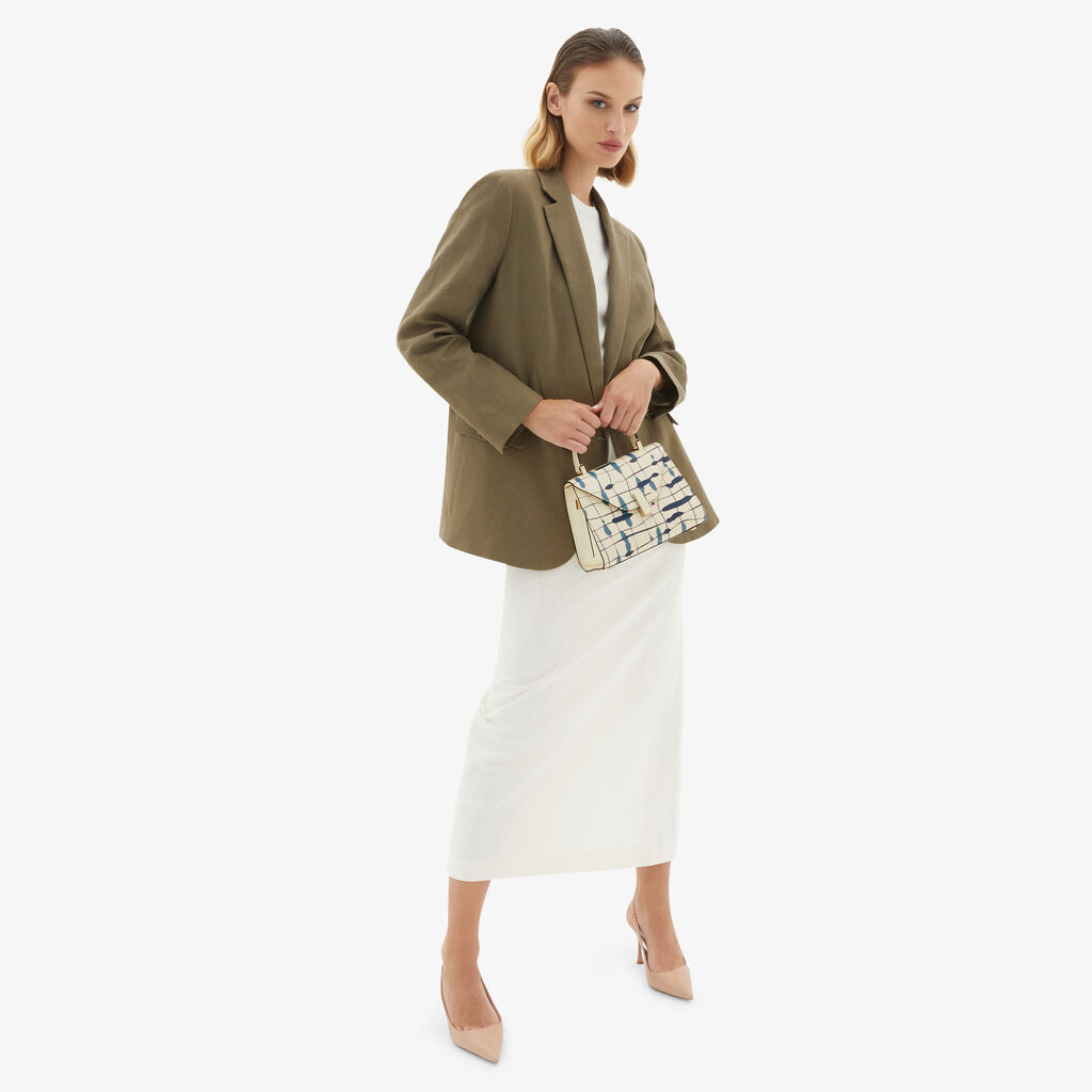 Valextra Borsa a mano Donna Mini in Pelle Bianca e Blu | Valextra Iside Sconto