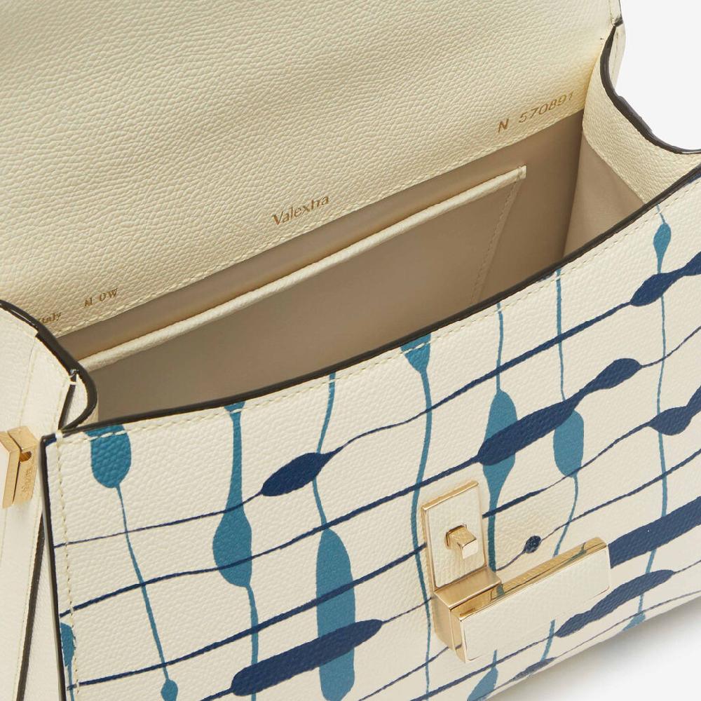 Valextra Borsa a mano Donna Mini in Pelle Bianca e Blu | Valextra Iside Sconto