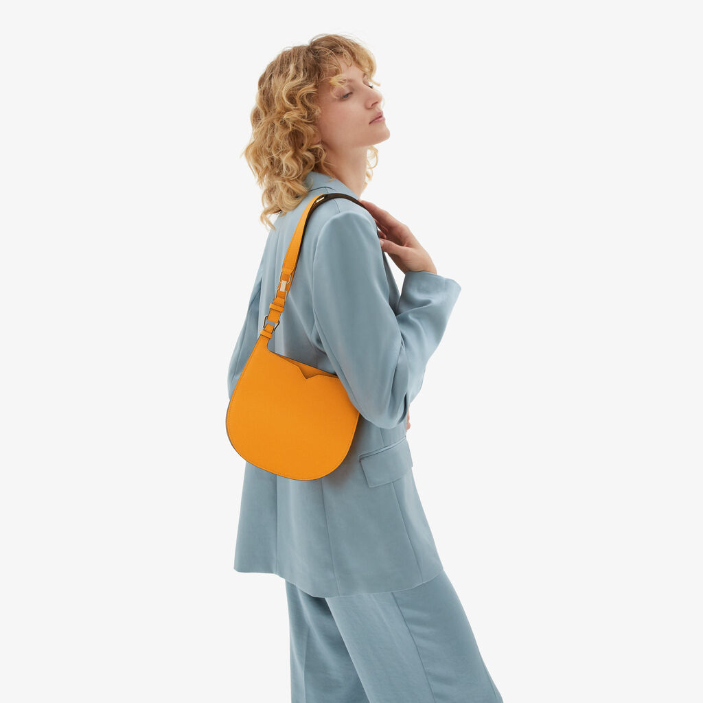 Valextra Borsa Weekend Mini compatta in Pelle Gialla | Valextra Hobo Saldi