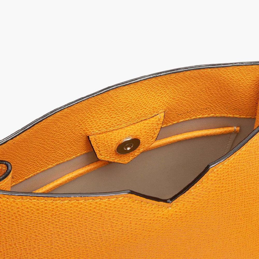 Valextra Borsa Weekend Mini compatta in Pelle Gialla | Valextra Hobo Saldi