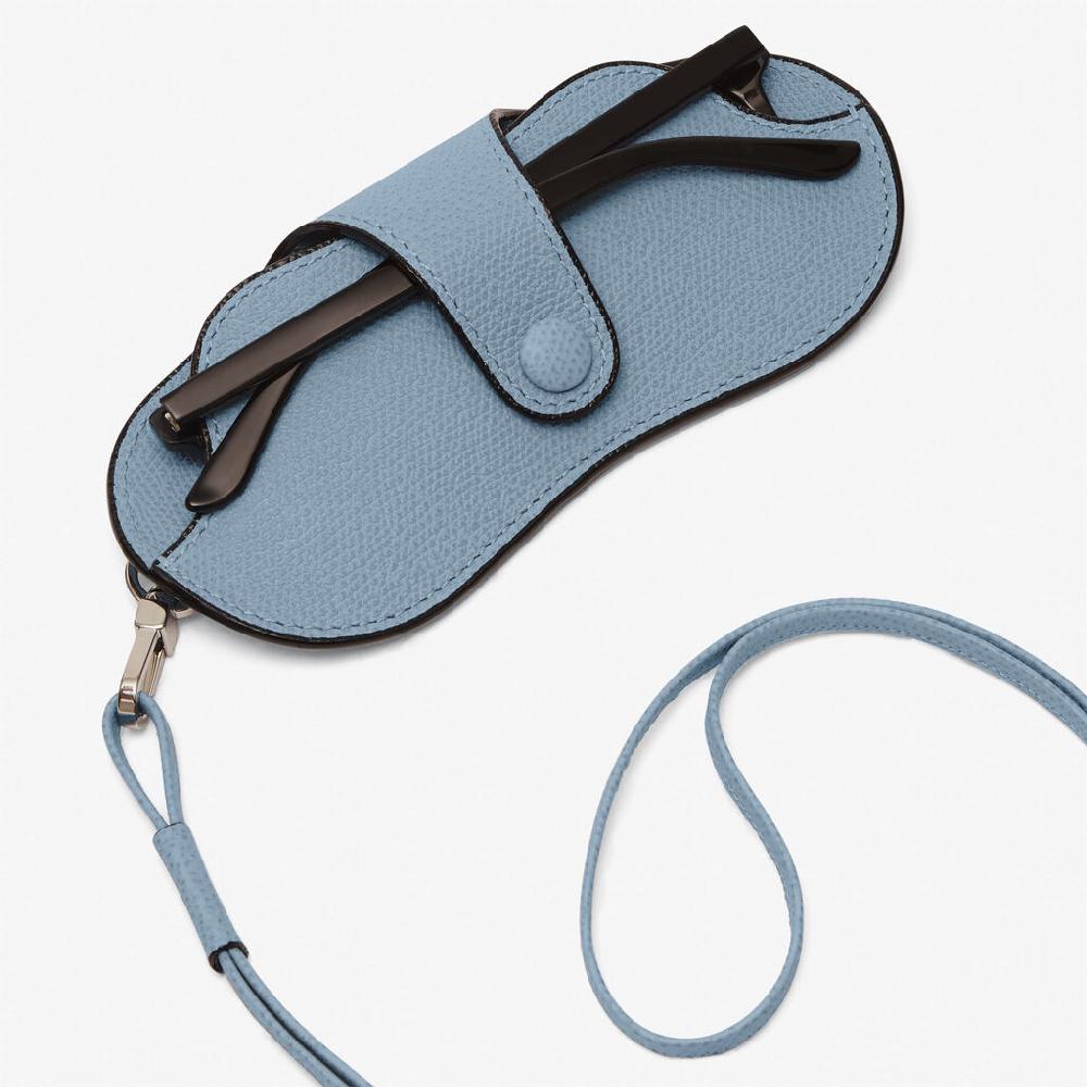 Valextra Porta occhiali in Pelle Azzurra con tracolla | Valextra 2025