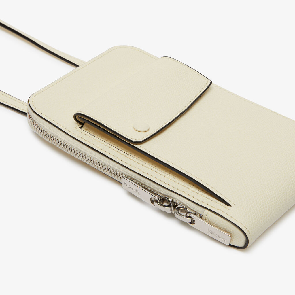 Valextra Porta telefono da Donna in Pelle Bianca | Valextra Pocket In Linea