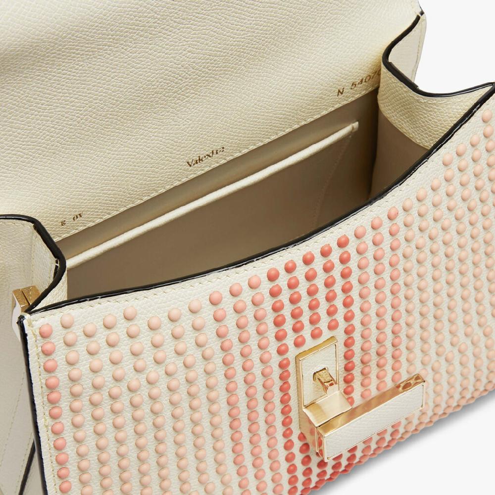 Valextra Borsa Donna con borchie Rosa in Pelle Bianca | Valextra Iside Spedizione Gratuita
