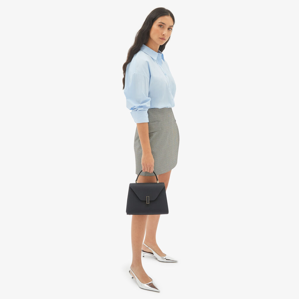Valextra Borsa a mano Media in Pelle Blu Ottanio | Valextra Iside Consegna Veloce
