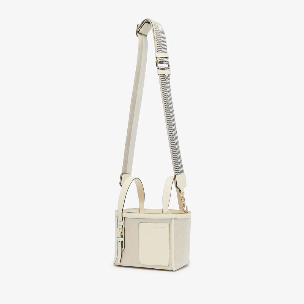 Valextra Borsa a secchiello Donna in Tela Bianca e Beige | Valextra Soft Promozione Limitata