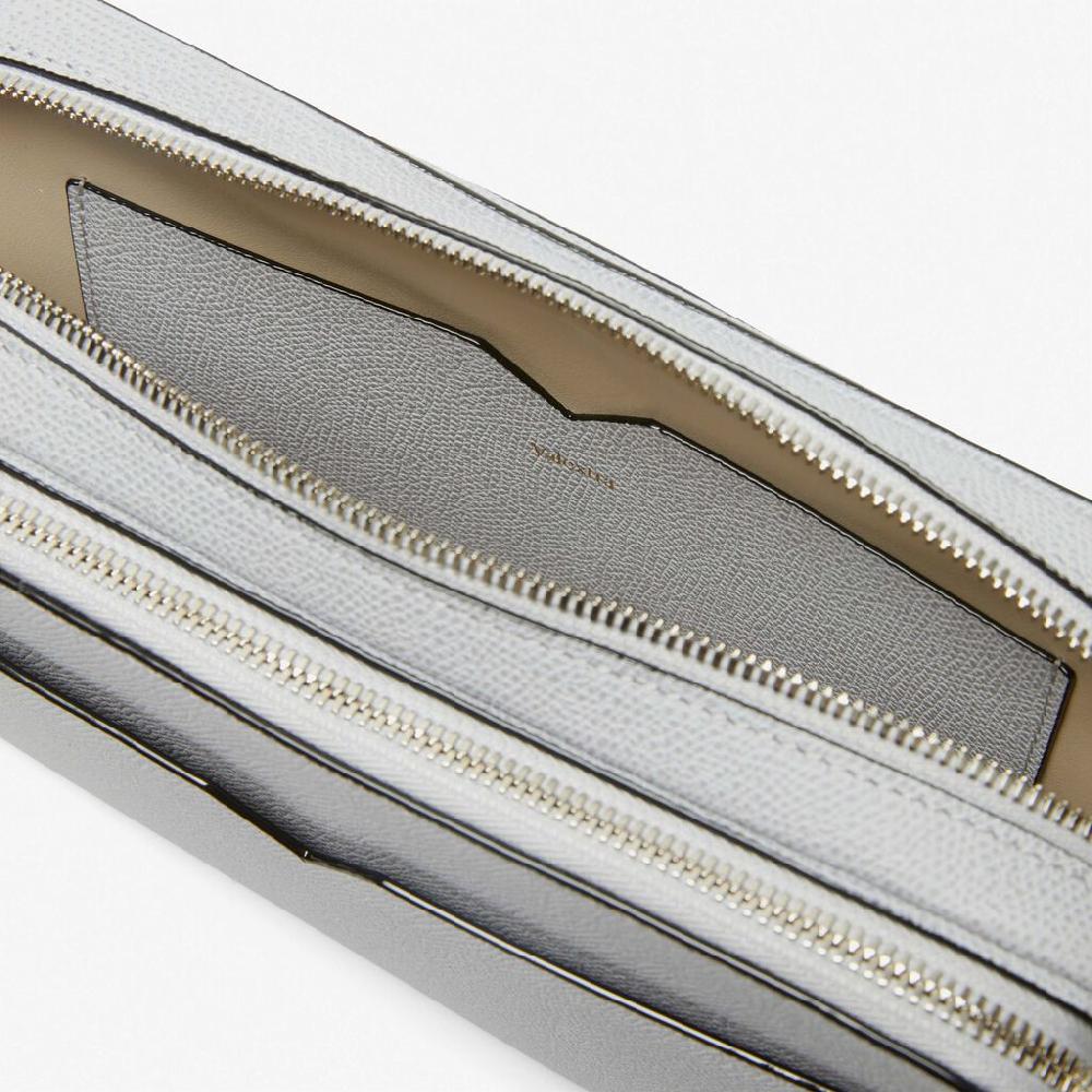 Valextra Borsetta a tracolla Bum Bag in Pelle Grigia | Valextra V-Line Presa