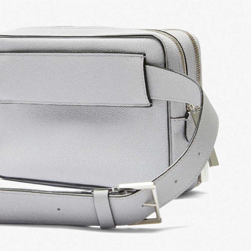 Valextra Borsetta a tracolla Bum Bag in Pelle Grigia | Valextra V-Line Presa