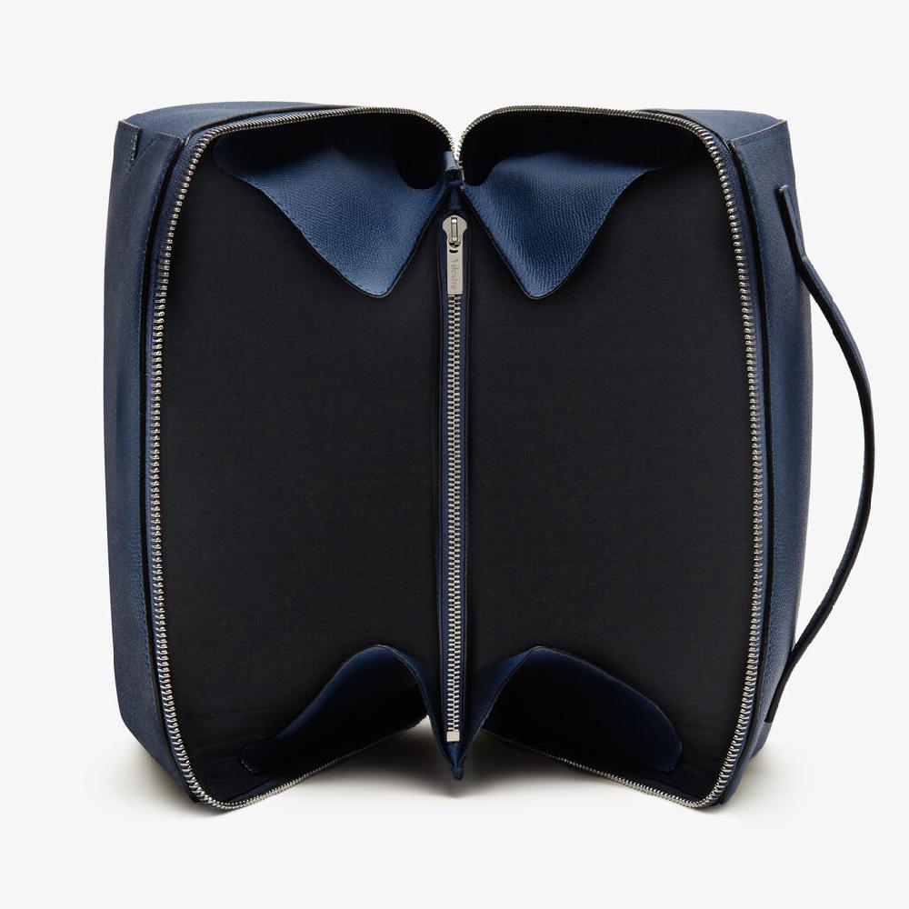 Valextra Beauty case da viaggio di Lusso in Pelle Blu | Valextra V-Line Offerta