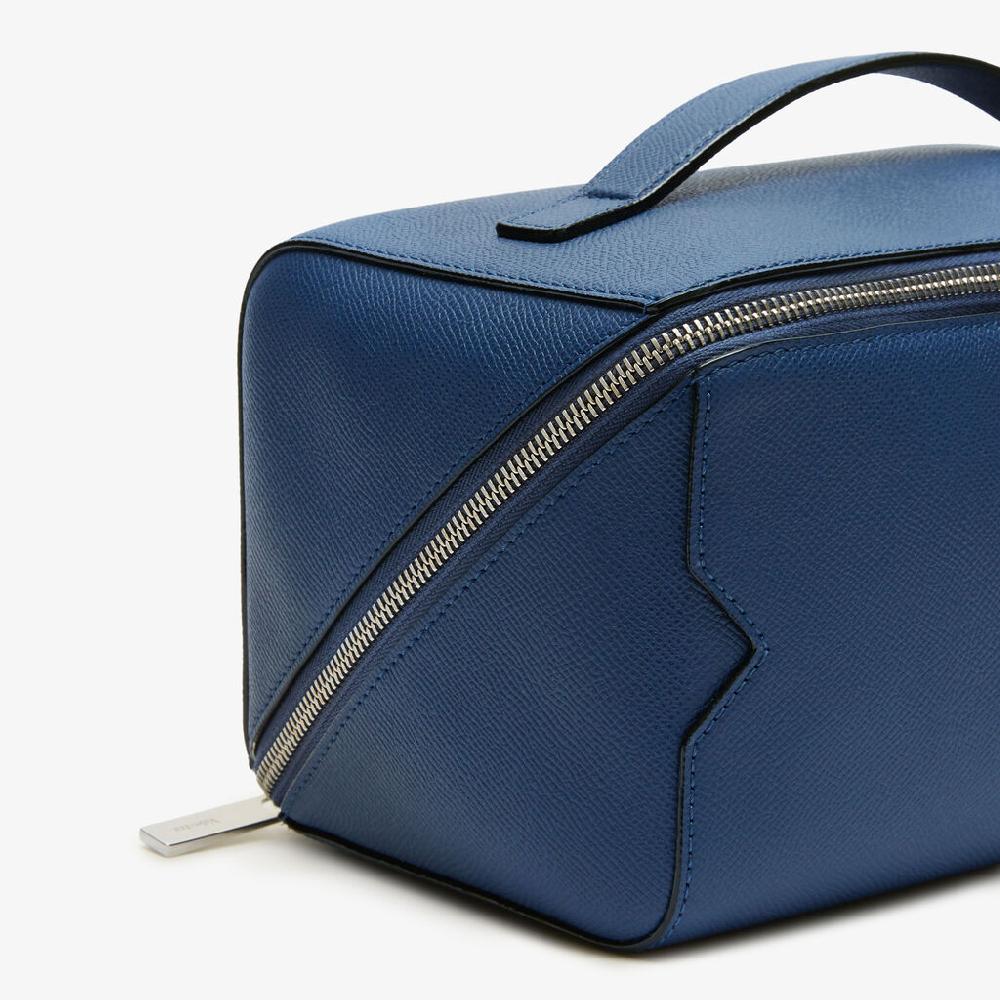 Valextra Beauty case da viaggio di Lusso in Pelle Blu | Valextra V-Line Offerta
