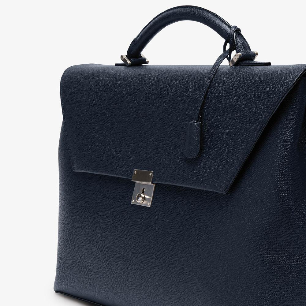 Valextra Cartella da lavoro in Pelle Blu | Valextra Avietta Outlet