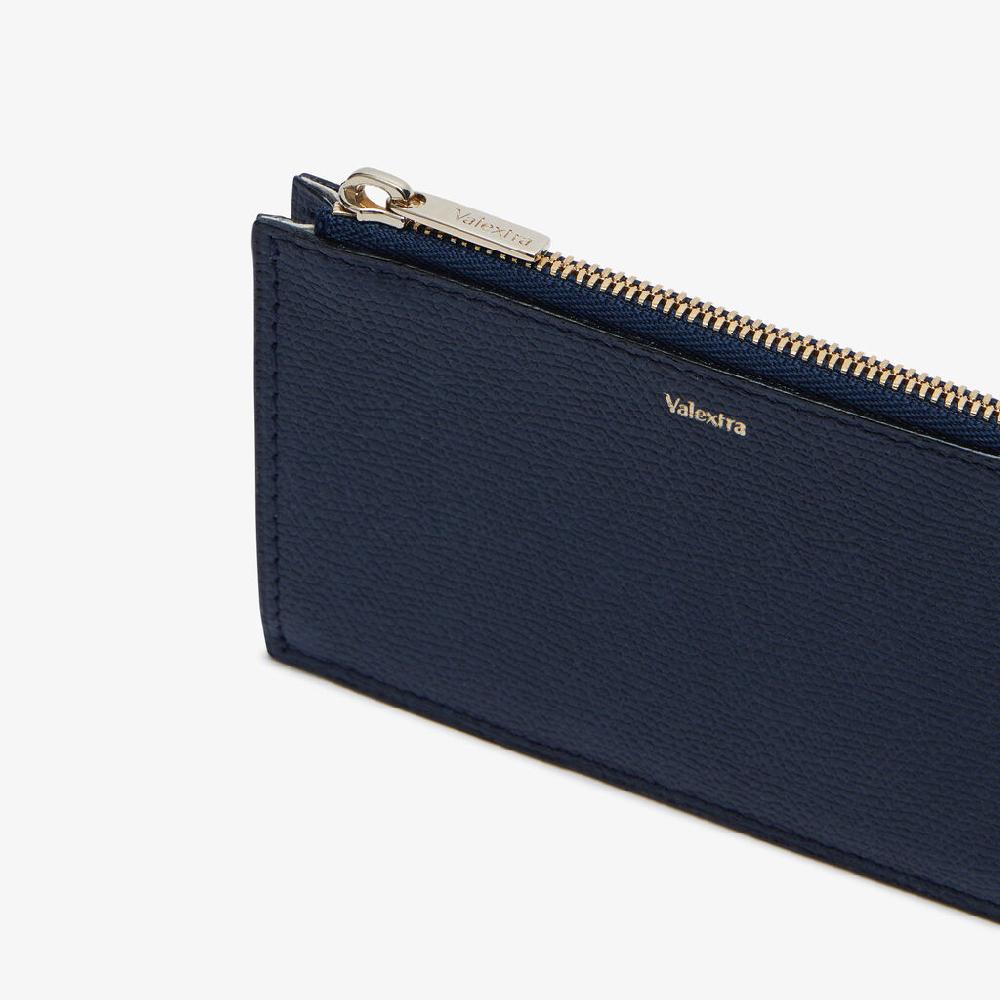Valextra Porta carte da Uomo con zip di Lusso in Pelle Blu | Valextra In Vendita