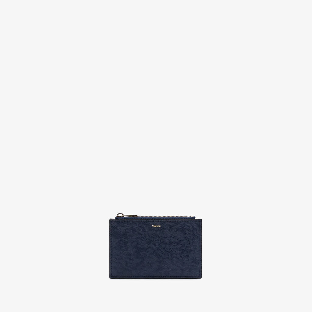 Valextra Porta carte da Uomo con zip di Lusso in Pelle Blu | Valextra In Vendita